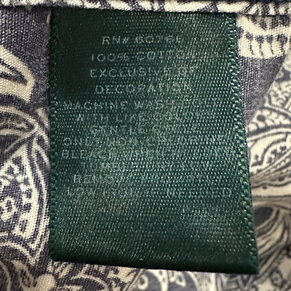 RALPH LAUREN Shirt Men's XL ButtonUp Scribble Blue Paisley 3/4 Sleeve - Picture 3 of 5